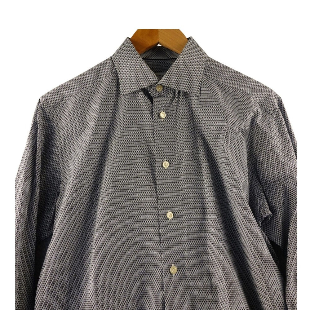 Eton Slim Fit Geometric Peace‎ Sign Button Down Dress Shirt Mens 15.5-39